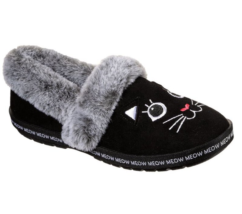 Skechers Dam Svarta Slip On - Bobs Too Cozy - Meow Pajamas - Sverige (YJCTW-7649)